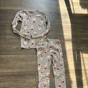 EUC Cozy Gray Kids Pajamas with Santa Print